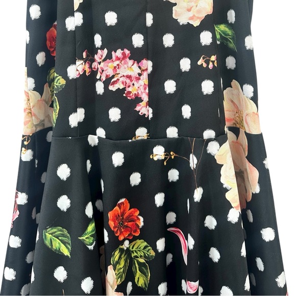 Marchessa Notte Black Floral Polka Dot Strapless High Low Formal Maxi Dress Gown - Picture 7 of 11